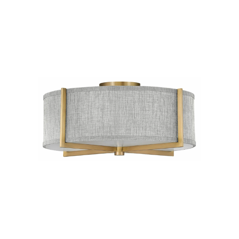 Hinkley 41707 Axis Heathered Gray 3-lt 20" LED Semi-Flush Mount - Heritage Brass