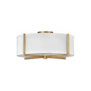 Hinkley 41708 Axis Off White 3-lt 20" LED Semi-Flush Mount - Heritage Brass
