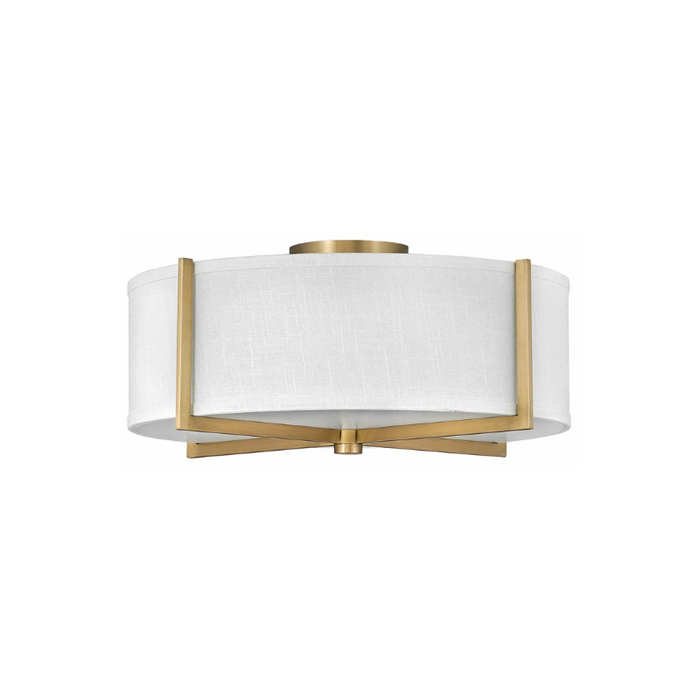 Hinkley 41708 Axis Off White 3-lt 20" LED Semi-Flush Mount - Heritage Brass
