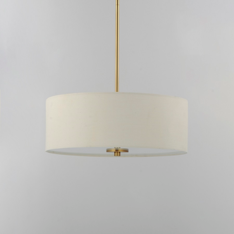 Maxim 10014 Bongo 3-lt 18" Pendant/Semi-Flush Mount - Natural Aged Brass/Oatmeal