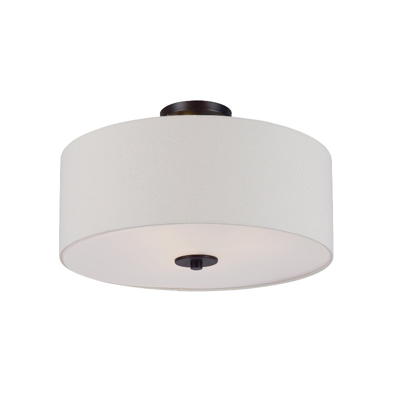Maxim 10014 Bongo 3-lt 18" Pendant/Semi-Flush Mount - Oil Rubbed Bronze/Oatmeal