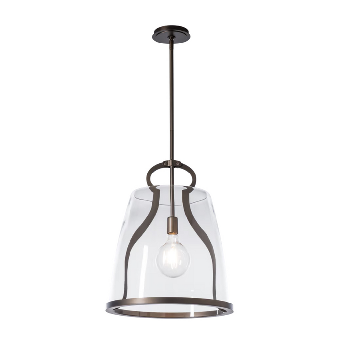 Hubbardton Forge 131066 Caliper 1-lt 16" Pendant - Dark Smoke/Clear Glass