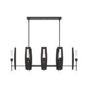 Hubbardton Forge 131080 Passage 8-lt 52" Pendant - Black/Frosted Glass