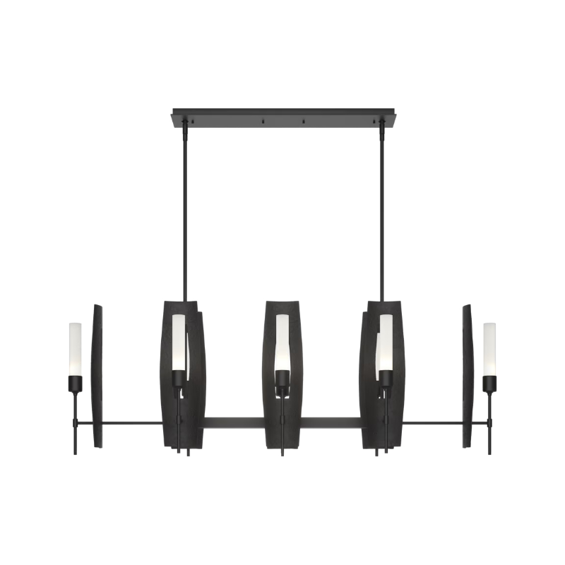 Hubbardton Forge 131080 Passage 8-lt 52" Pendant - Black/Frosted Glass