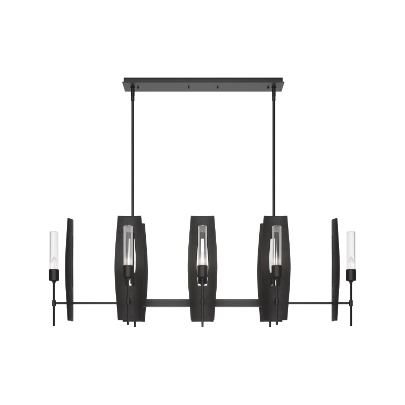 Hubbardton Forge 131080 Passage 8-lt 52" Pendant - Black/Clear Glass