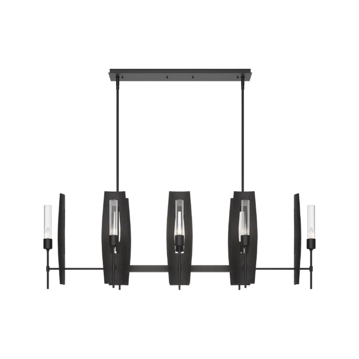 Hubbardton Forge 131080 Passage 8-lt 52" Pendant - Black/Clear Glass