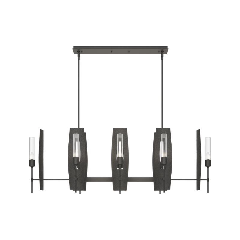 Hubbardton Forge 131080 Passage 8-lt 52" Pendant - Natural Iron/Clear Glass