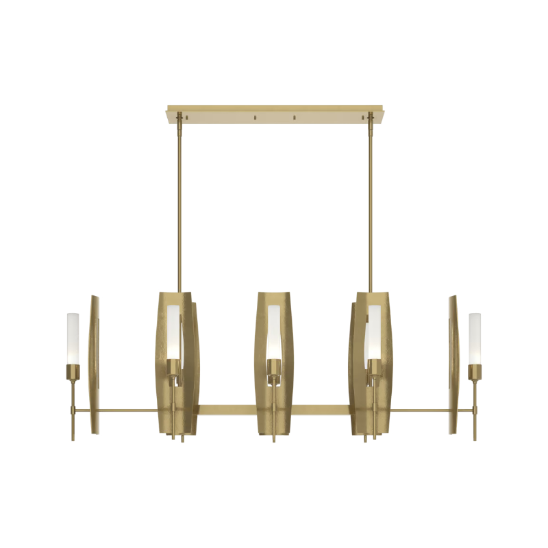 Hubbardton Forge 131080 Passage 8-lt 52" Pendant - Modern Brass/Frosted Glass
