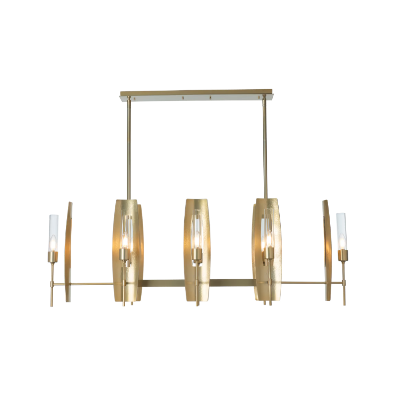 Hubbardton Forge 131080 Passage 8-lt 52" Pendant - Modern Brass/Clear Glass