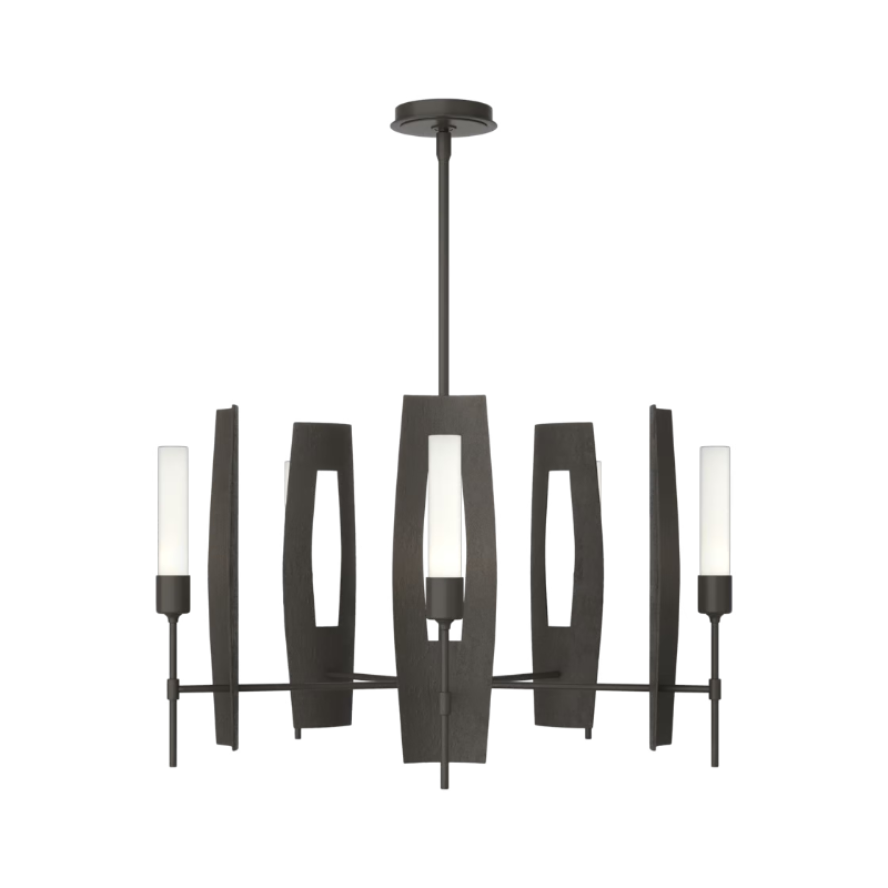 Hubbardton Forge 131081 Passage 5-lt 30" Pendant - Dark Smoke/Frosted Glass