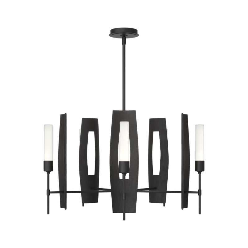 Hubbardton Forge 131081 Passage 5-lt 30" Pendant - Black/Frosted Glass