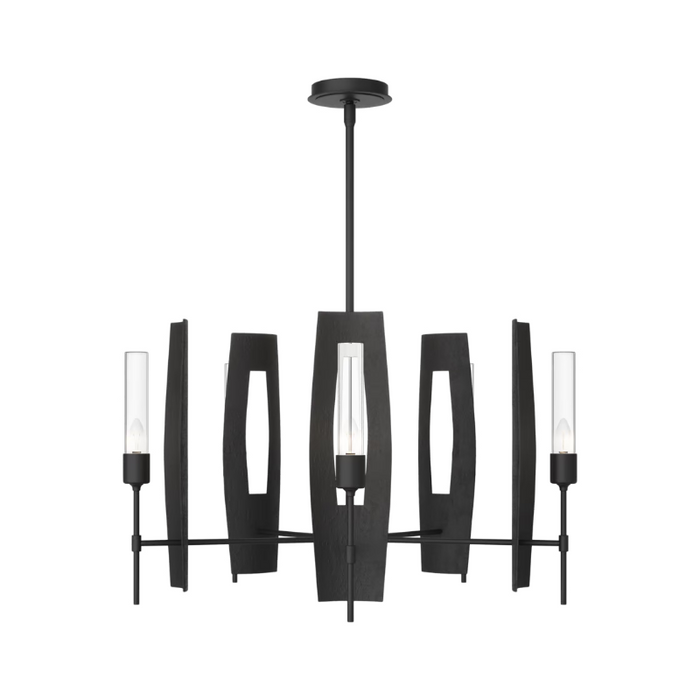 Hubbardton Forge 131081 Passage 5-lt 30" Pendant - Black/Clear Glass