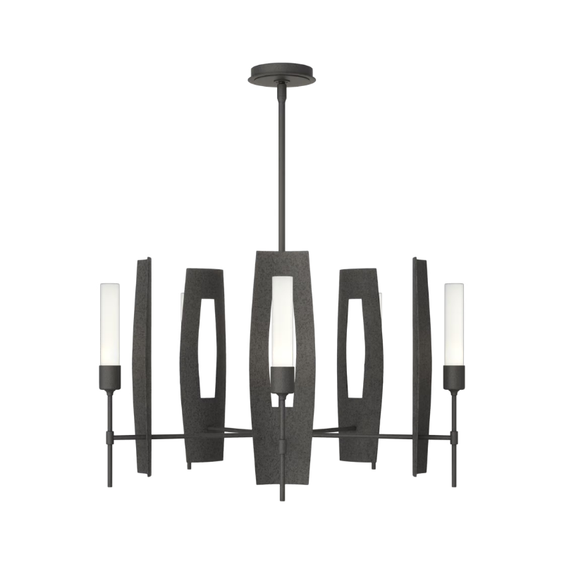 Hubbardton Forge 131081 Passage 5-lt 30" Pendant - Natural Iron/Frosted Glass
