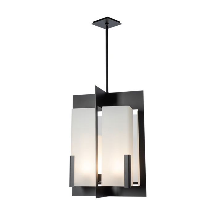 Hubbardton Forge 132043 Summit 4-lt 23" Lantern - Black/Frosted Glass