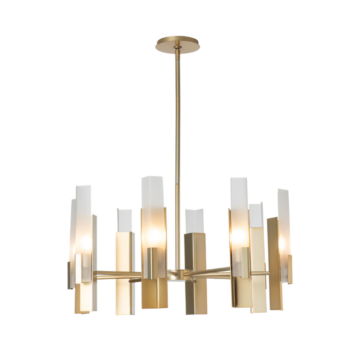Hubbardton Forge 132045 Summit 8-lt 31" Pendant - Modern Brass/Frosted Glass