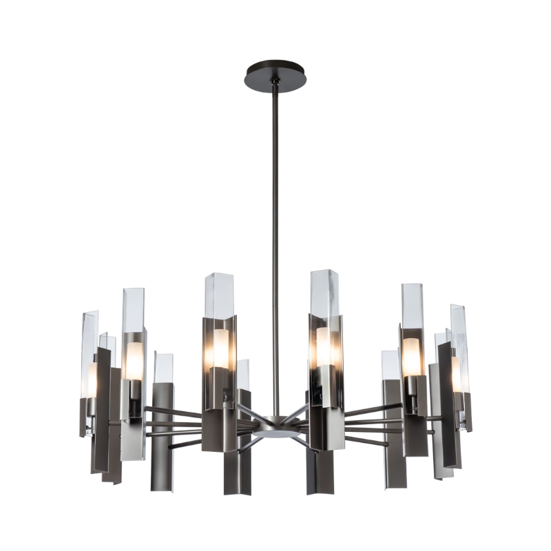 Hubbardton Forge 132047 Summit 12-lt 40" Pendant - Dark Smoke/Clear Glass