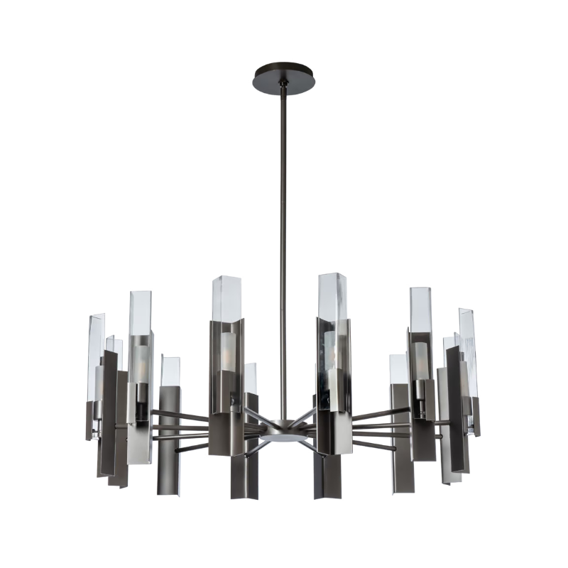 Hubbardton Forge 132047 Summit 12-lt 40" Pendant - Dark Smoke/Clear Glass