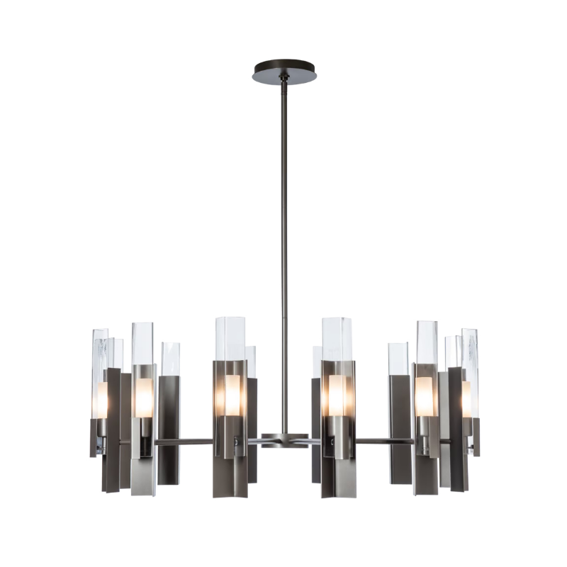 Hubbardton Forge 132047 Summit 12-lt 40" Pendant - Dark Smoke/Clear Glass