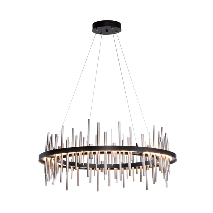 Hubbardton Forge Cityscape Circular 139910 38" LED Pendant - Black/Vintage Platinum