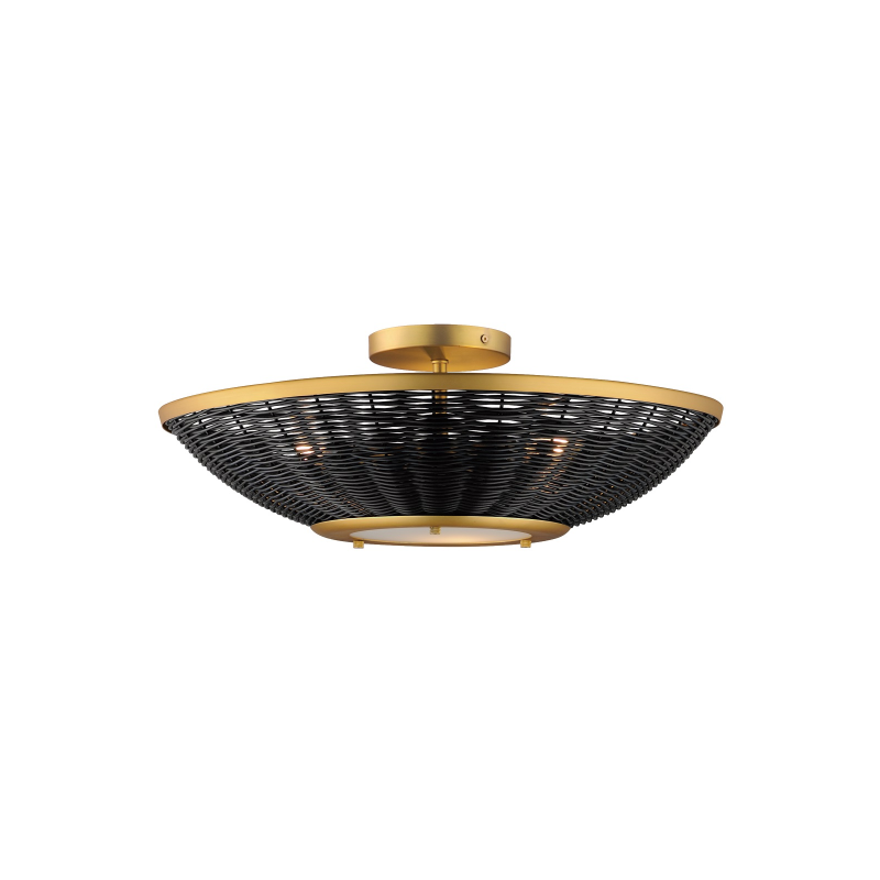 Maxim 1440 Rattan 3-lt 20" Tall Wall Sconce/Semi-flush Mount