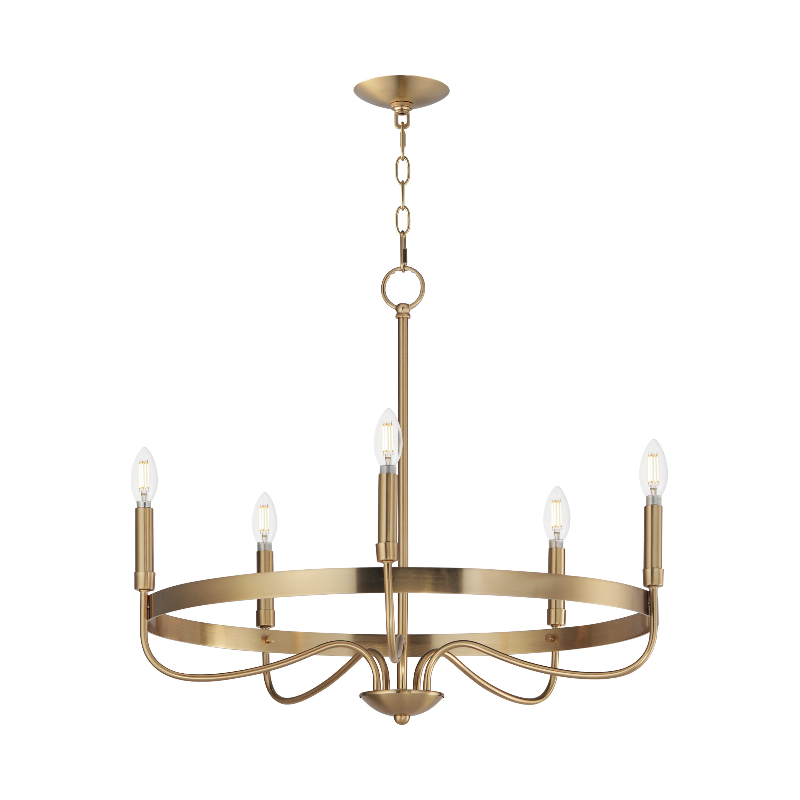 Maxim 14495 Frankie 5-lt 26" Chandelier - Heritage Brass