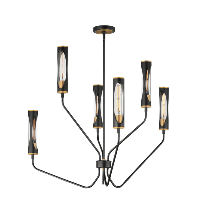 Maxim 16176 Regent 6-lt 36" LED Pendant-Black / Antique Brass