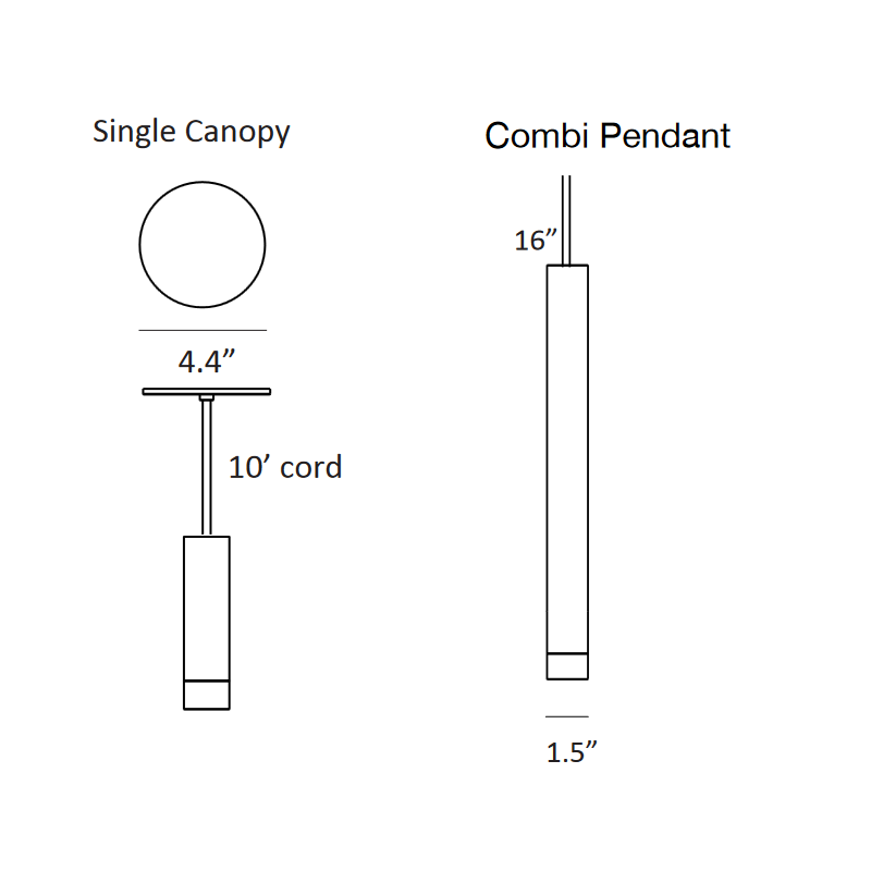 Koncept CMP-S1-S-16 Combi LED Pendant, Metal Plate