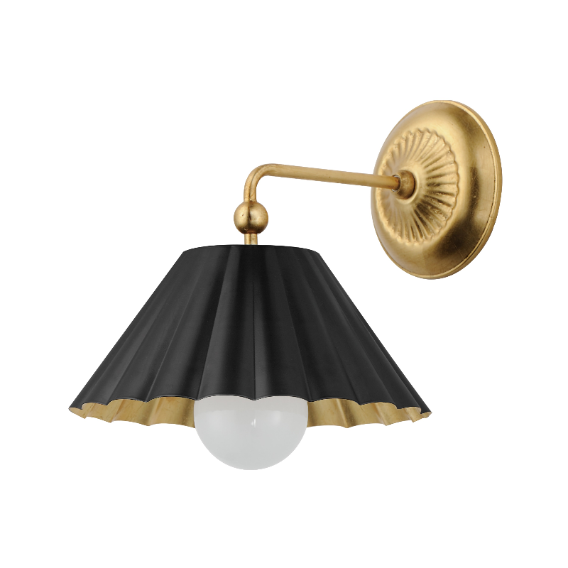 Maxim 18051 Primrose 1-lt 11" Tall Wall Sconce - Black/Gold Leaf