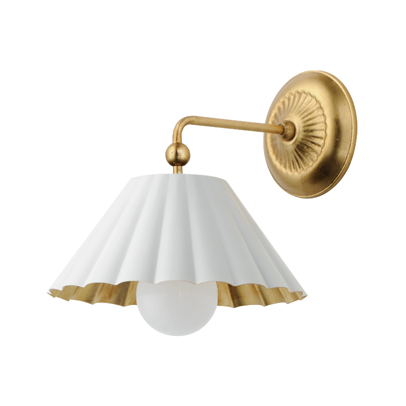 Maxim 18051 Primrose 1-lt 11" Tall Wall Sconce - Matte White/Gold Leaf