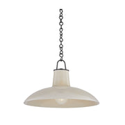 Hudson Valley 1918 Pottersville 1-lt 18" Pendant - Distressed Bronze w/ Ceramic Ivory Crackle