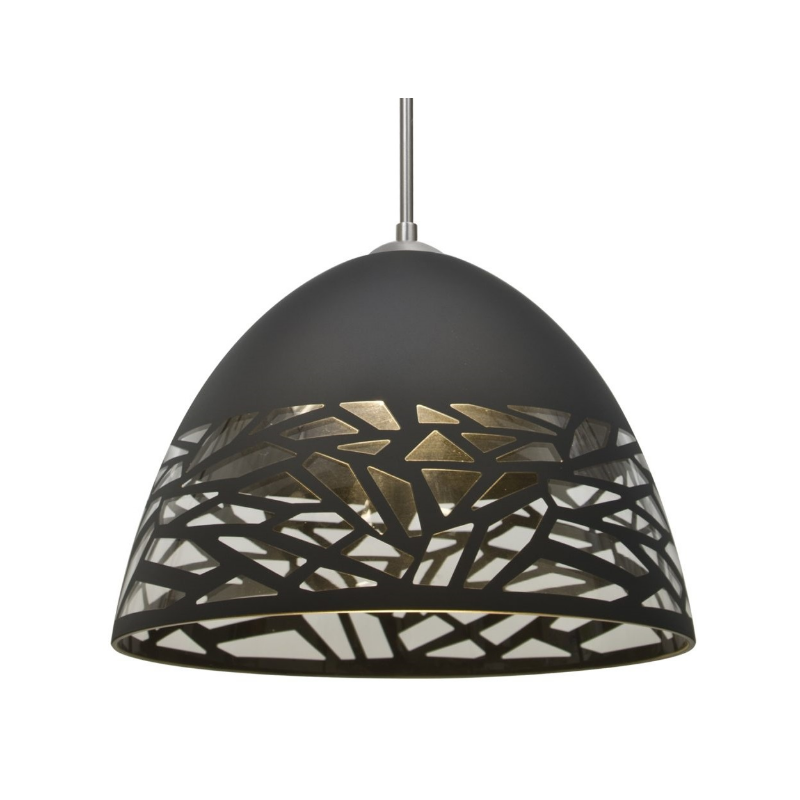Besa 1JC-KIEV Kiev 1-lt 13" Pendant, Cord Fixture with Dome Canopy - Black/Satin Nickel