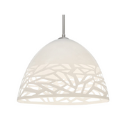 Besa 1JC-KIEV Kiev 1-lt 13" Pendant, Cord Fixture with Dome Canopy - White/Satin Nickel