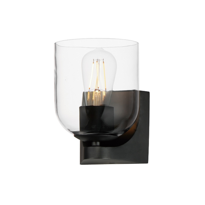 Maxim 21231 Scoop 1-lt 7" Tall Bath Sconce-Black/Clear Glass