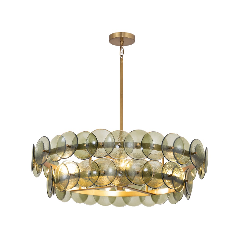 Maxim 21823 Loren 6-lt 32" Chandelier - Weathered Brass/Vintage Green Glass