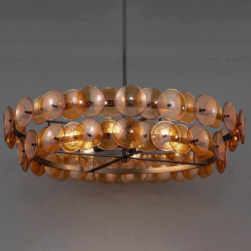 Maxim 21824 Loren 8-lt 42" Chandelier - Gunmetal/Amber Glass