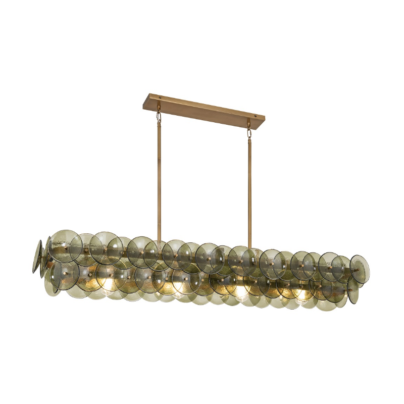 Maxim 21826 Loren 5-lt 54" Linear Pendant - Weathered Brass/Vintage Green Glass