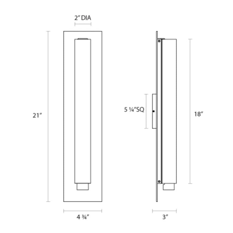 Sonneman 2443 Tubo Slim 21" Tall LED Panel Sconce - Long Drum Trim