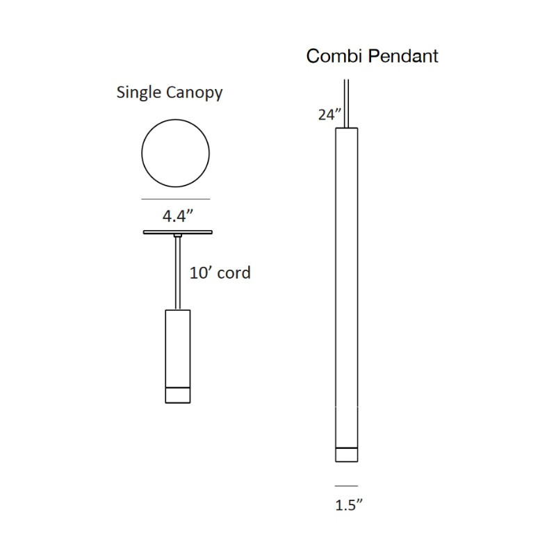 Koncept CMP-S1-S-24 Combi LED Pendant, Metal Plate