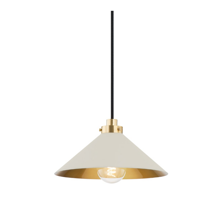 Hudson Valley MDS1401 Clivedon 1-lt 12" Pendant - Aged Brass/Off-White