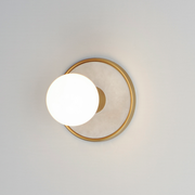 Maxim 26091 Hollywood 1-lt 5" Wall Sconce -  White Alabaster/Natural Aged Brass
