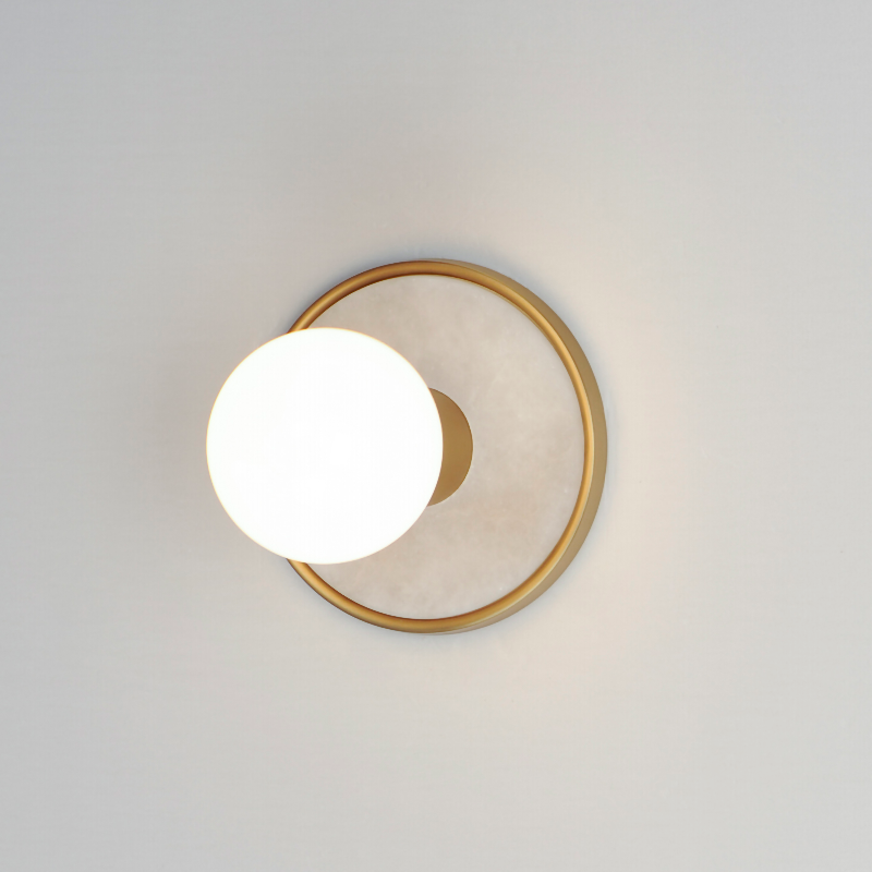 Maxim 26091 Hollywood 1-lt 5" Wall Sconce -  White Alabaster/Natural Aged Brass