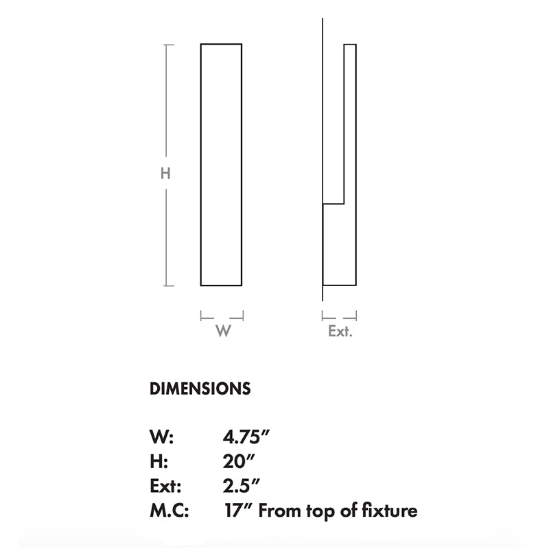 Oxygen 3-749 Icon 1-lt LED 20" Tall Outdoor Wall Sconce, CCT Selectable