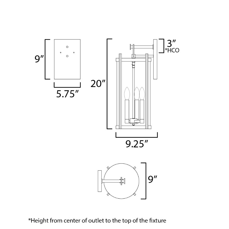 Maxim 30065 Belfry 3-lt 20" Tall Outdoor Wall Sconce