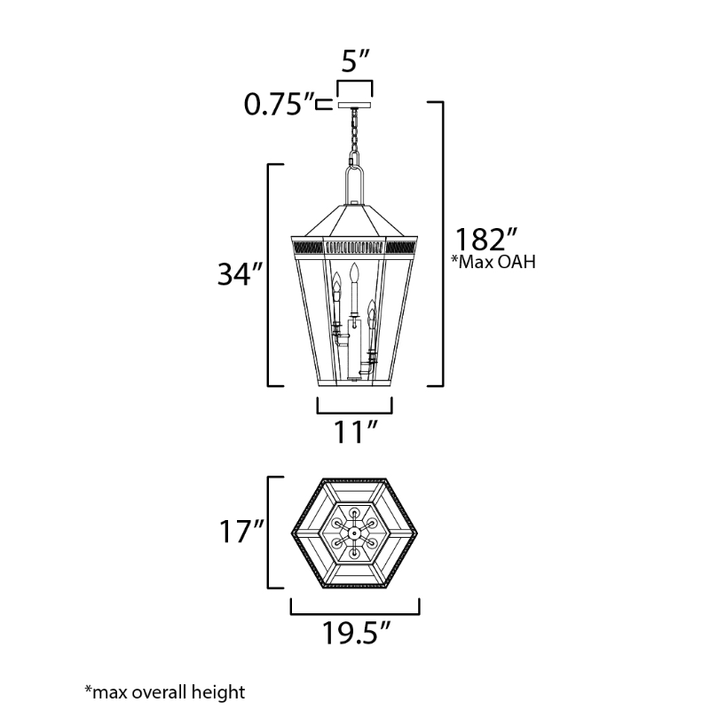 Maxim 30598 Oxford 6-lt 20" Outdoor Pendant
