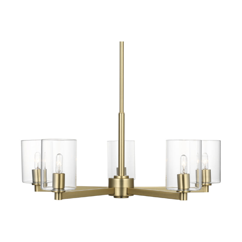 Visual Comfort 3164205C Fullton 5-lt 27" Chandelier with Clear Glass - Satin Brass