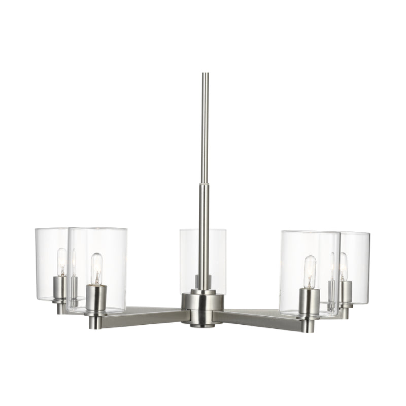 Visual Comfort 3164205C Fullton 5-lt 27" Chandelier with Clear Glass - Brushed Nickel