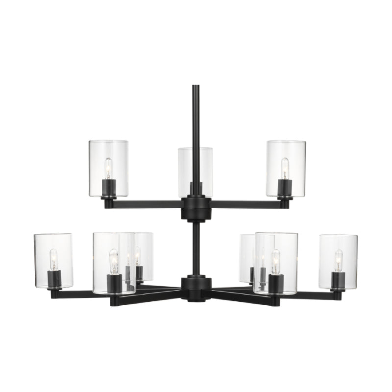 Visual Comfort 3164209C Fullton 9-lt 30" Chandelier with Clear Glass - Midnight Black