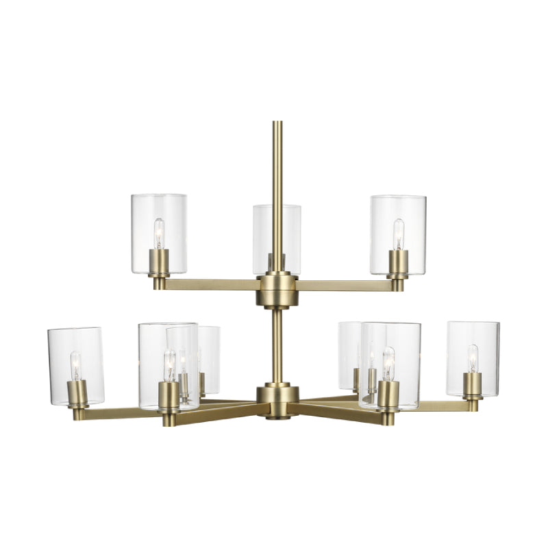 Visual Comfort 3164209C Fullton 9-lt 30" Chandelier with Clear Glass - Satin Brass