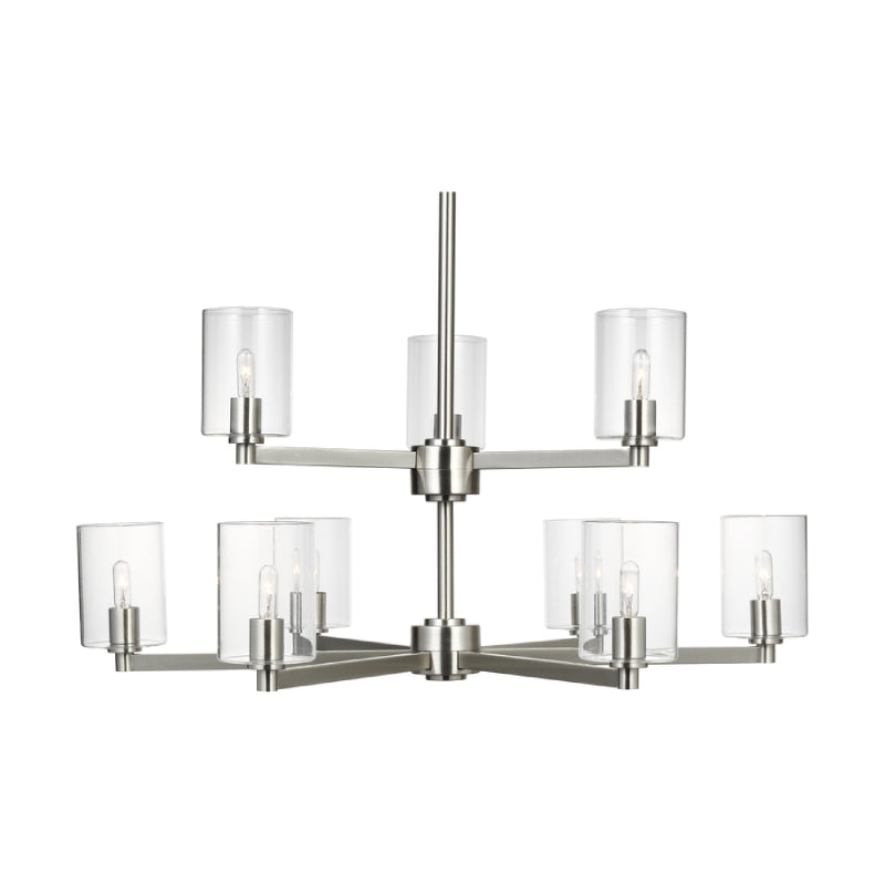 Visual Comfort 3164209C Fullton 9-lt 30" Chandelier with Clear Glass - Brushed Nickel