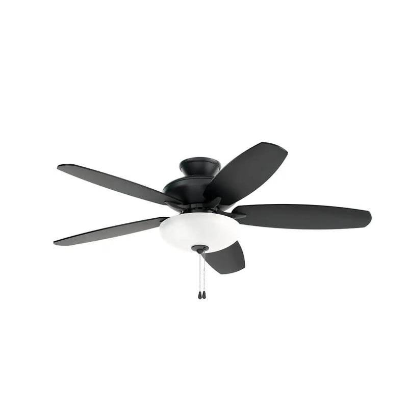 Kichler 330161 Renew 52" Ceiling Fan with LED Light Kit - Satin Black with Satin Black/Silver Blades